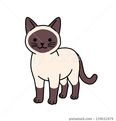 Illustration of a Siamese cat standing Illustration of a Siamese cat standing 139032879