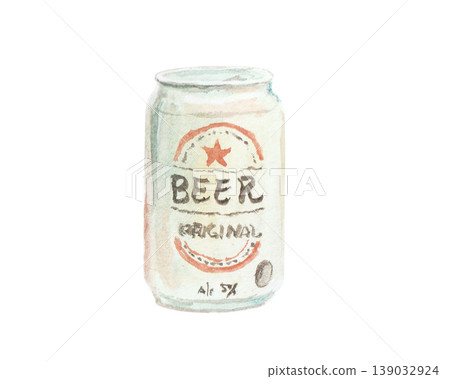 A simple illustration of a beer can painted with watercolors. A simple illustration of a beer can painted with watercolors. 139032924