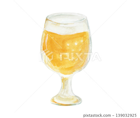 用水彩繪製的啤酒杯的簡單插圖。 139032925