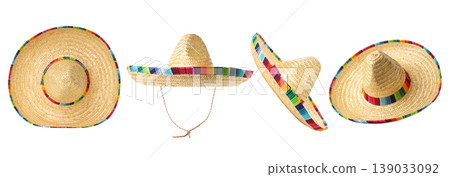 Cinco de Mayo set, Sombreros in vibrant colors await celebration, PNG Cinco de Mayo set, Sombreros in vibrant colors await celebration, PNG 139033092