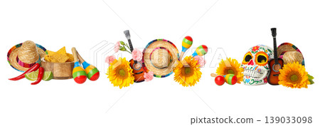 Set of different Mexican items for your design, PNG Set of different Mexican items for your design, PNG 139033098