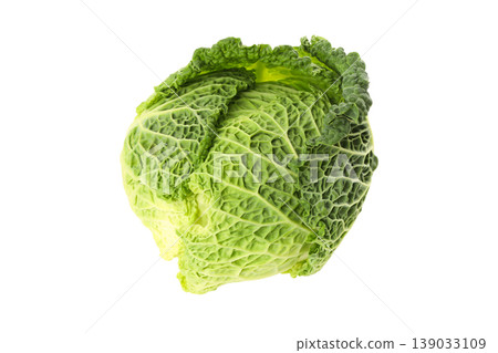 Cabbage displays its green layered leaves, isolated, PNG Cabbage displays its green layered leaves, isolated, PNG 139033109