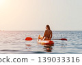Woman Paddleboarding Ocean Sea Kayaking Relaxing 139033316