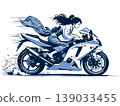 Woman Riding Sport Motorcycle in Dynamic Motion 139033455
