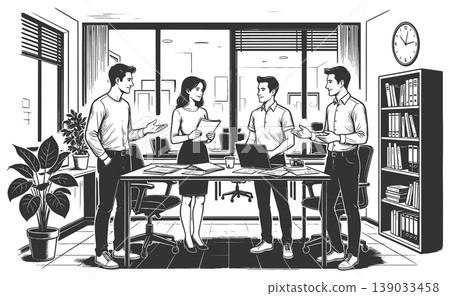 Business Team Reviewing Documents Office Workspace Business Team Reviewing Documents Office Workspace 139033458