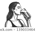 Woman Drinking Beer from Glass Side Profile 139033464