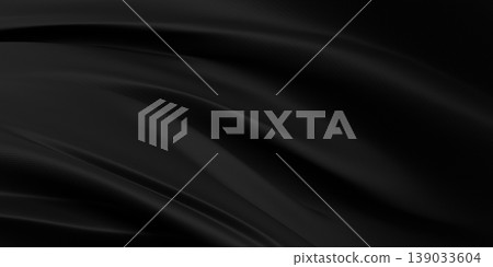 Luxury black fabric background with copy space 3D render Luxury black fabric background with copy space 3D render 139033604