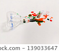 A broken Erlenmeyer flask and spilled chemicals create a striking visual of a science experiment gone wrong 139033647