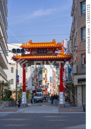 Kobe Chinatown, Nankinmachi in the morning, Kaieimon Gate Kobe Chinatown, Nankinmachi in the morning, Kaieimon Gate 139033725