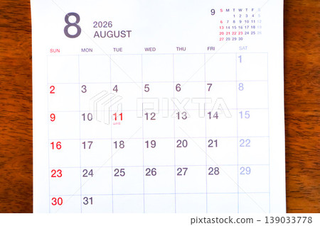 2026 Calendar (August) 2026 Calendar (August) 139033778