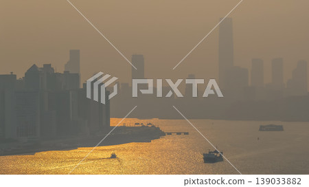 April 18 2026 Hong Kong Golden Harbour Sunset Skyline April 18 2026 Hong Kong Golden Harbour Sunset Skyline 139033882