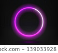 Abstract studio with glowing purple neon circle frame. 3d vector illustration 139033928
