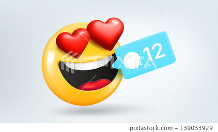 Laughing emoticon new comments. 3d vector illustration Laughing emoticon new comments. 3d vector illustration 139033929