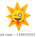 Smiling emoticon with explosion. 3d vector illustration 139033931