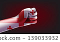 Fist with flag of georgia. 3d vector illustration 139033932