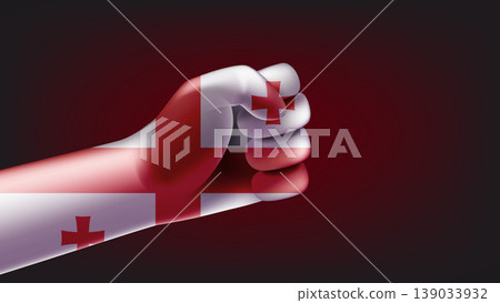 Fist with flag of georgia. 3d vector illustration 139033932