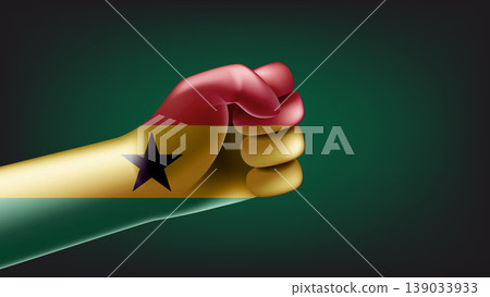 Fist with flag of Ghana. 3d vector illustration 139033933