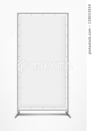 Long vertical white banner isolated on white background. 3d vector mockup 139033934