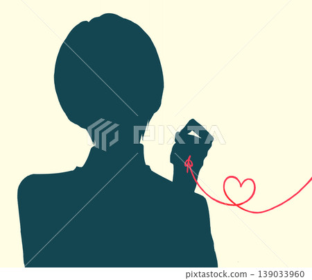 一個被命運的紅線束縛的男人;剪影;負片。 一個被命運的紅線束縛的男人;剪影;負片。 139033960