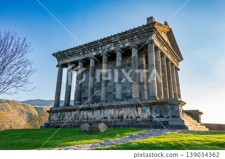 Stone temple with tall columns 139034362
