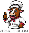Happy Chef Cow Mascot Giving Thumbs Up 139034364