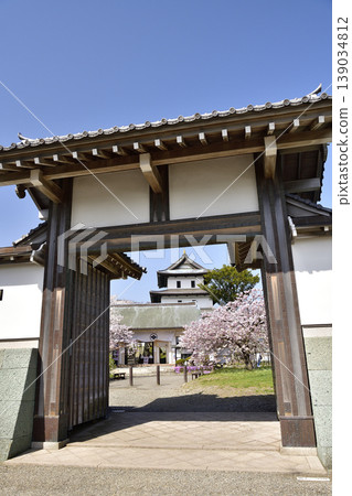 A photograph of the scenery at Matsumae Castle Ruins Park in Matsumae Town, Hokkaido, in spring. A photograph of the scenery at Matsumae Castle Ruins Park in Matsumae Town, Hokkaido, in spring. 139034812