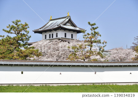 這是一張北海道松前町松前城遺址公園春季景色的照片。 這是一張北海道松前町松前城遺址公園春季景色的照片。 139034819