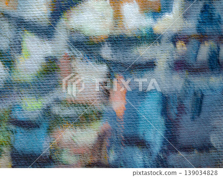 Multicolored oil paint brushstrokes in a rhythmic sequence. Abstract impasto composition with chromatic smears and thick texture on canvas, creating a dynamic visual rhythm and flow Multicolored oil paint brushstrokes in a rhythmic sequence. Abstract impasto composition with chromatic smears and thick texture on canvas, creating a dynamic visual rhythm and flow 139034828