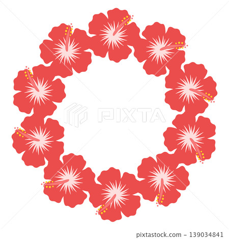 芙蓉花圓形相框，紅色 139034841