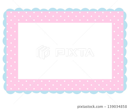 Pink rectangle frame with white polka dot pattern for card print, polaroid photo, template, poster, book cover, notepad, sticky note, memo, banner, border, postcard, standee, paper design, decoration Pink rectangle frame with white polka dot pattern for card print, polaroid photo, template, poster, book cover, notepad, sticky note, memo, banner, border, postcard, standee, paper design, decoration 139034858