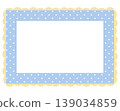 Blue rectangle frame with white polka dot pattern for card print, polaroid photo, template, poster, book cover, notepad, sticky note, memo, banner, border, postcard, standee, paper design, decoration 139034859