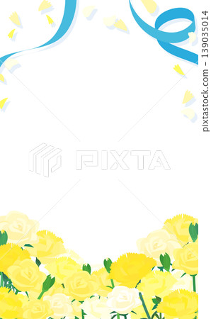 Transparent frame with yellow carnations, roses, and ribbons (vertical) Transparent frame with yellow carnations, roses, and ribbons (vertical) 139035014
