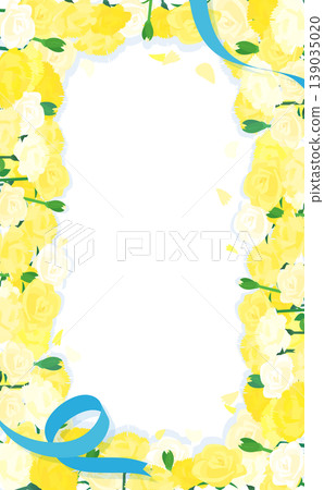 Transparent frame with yellow carnations, roses, and ribbons (vertical) Transparent frame with yellow carnations, roses, and ribbons (vertical) 139035020
