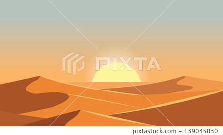 Landscape Dying Sun Melts Into Sand Silence 139035030