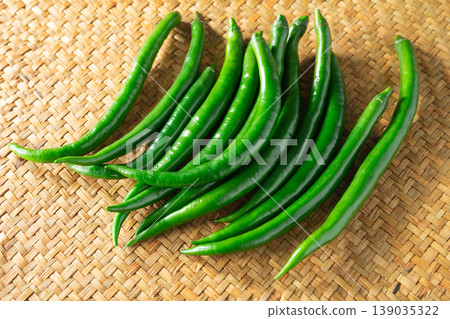 Green chili peppers Green chili peppers 139035322