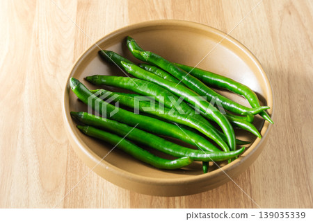 Green chili peppers Green chili peppers 139035339
