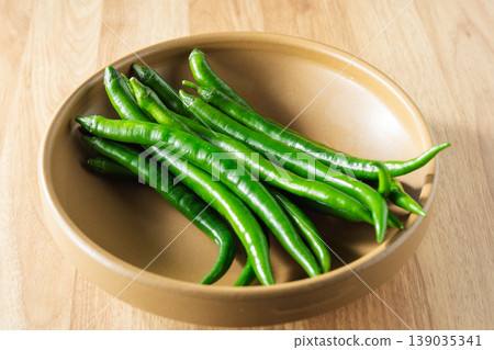 Green chili peppers Green chili peppers 139035341
