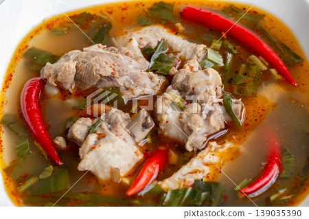 Boiled, Bone, Bowl, Chili Pepper, Color Image 139035390