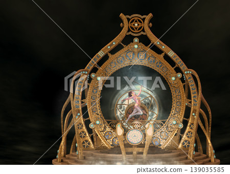 3D Mystical Golden Gateway and Woman 3D Mystical Golden Gateway and Woman 139035585