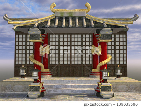 3D Render of Traditional Asian Temple Gateway 3D Render of Traditional Asian Temple Gateway 139035590