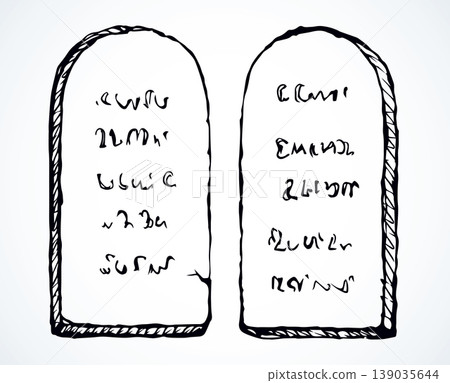 Tablets with 10 commandments. Vector drawing 139035644