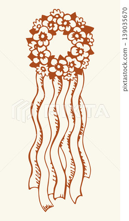 Ukrainian wreath with ribbons. Vector drawing Ukrainian wreath with ribbons. Vector drawing 139035670
