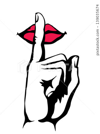The finger shows quietly. Vector drawing 139035674