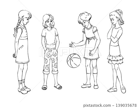 Small girls playing with ball 139035678