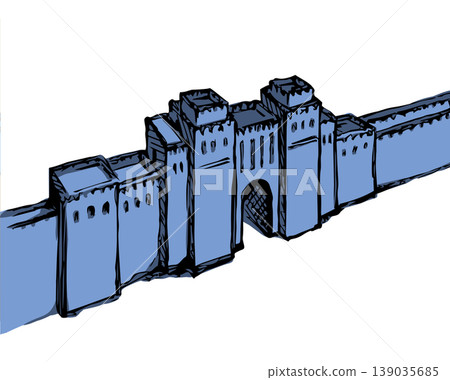 Babylonian Gate. Vector drawing scene Babylonian Gate. Vector drawing scene 139035685