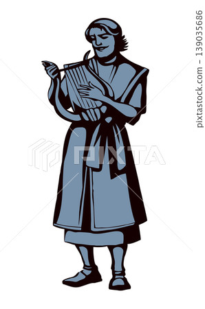 The man plays the harp. Vector drawing 139035686