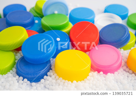 Plastic recycle pellets and caps for industrial use. Plastic recycle pellets and caps for industrial use. 139035721
