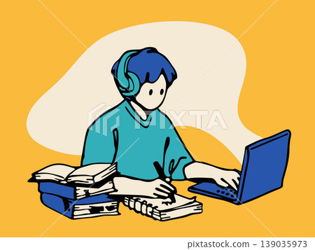 A person who is learning online; distance learning online classes A person who is learning online; distance learning online classes 139035973