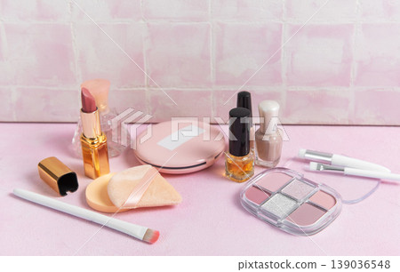 Cosmetics products creating beauty and feminine glamour concept 139036548