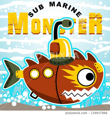 Submarine robot monster, vector cartoon illustration Submarine robot monster, vector cartoon illustration 139037866